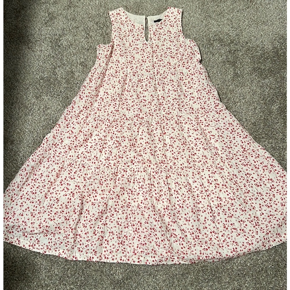 Banana Republic Factory White Midi Dress with Red Floral Print